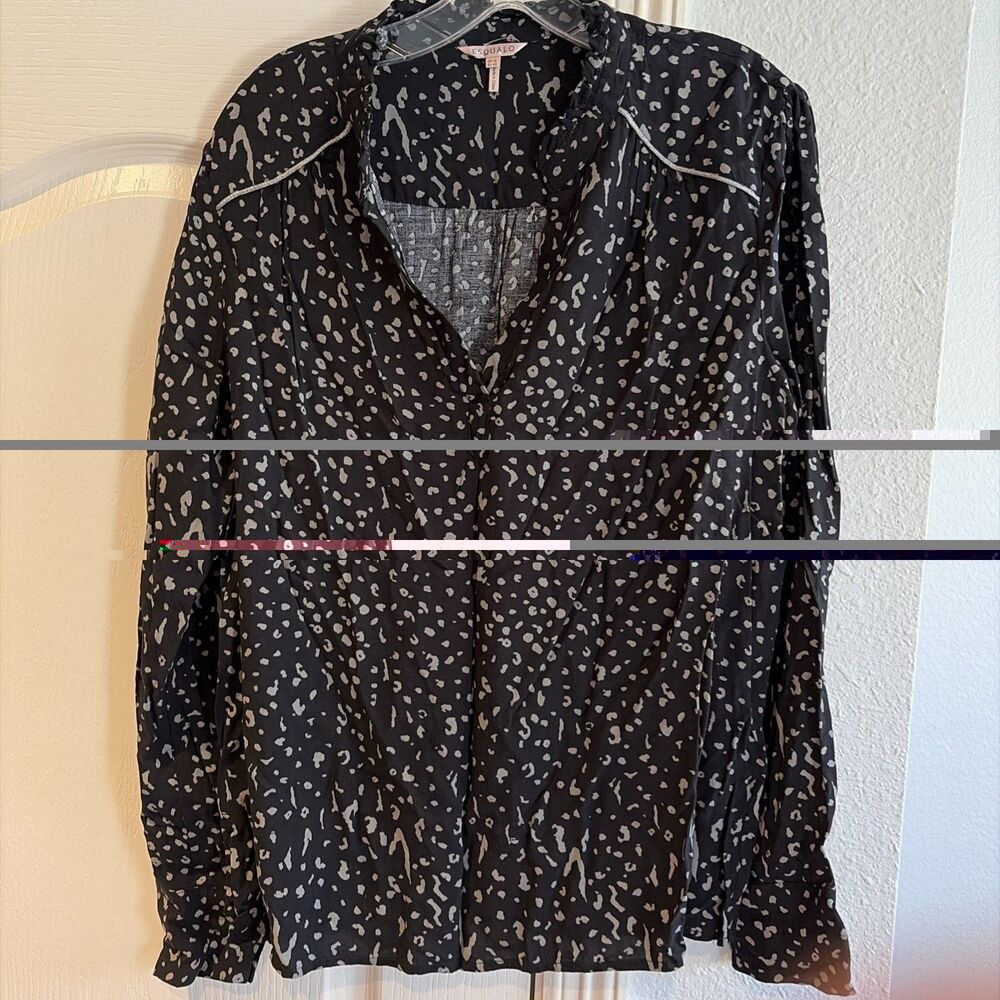 Esqualo Black Modern Split V-Neck Lightweight Oversize Blouse Women's 12